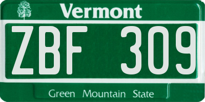 VT license plate ZBF309