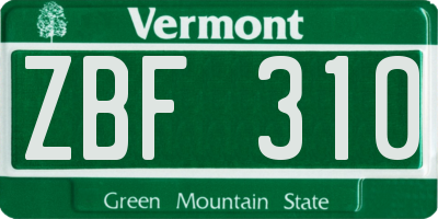 VT license plate ZBF310