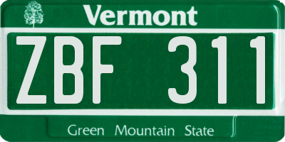 VT license plate ZBF311