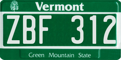 VT license plate ZBF312