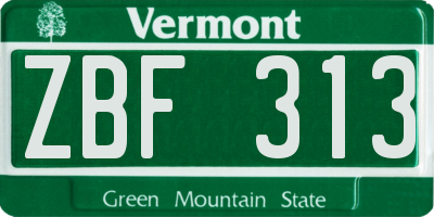 VT license plate ZBF313