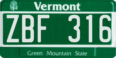 VT license plate ZBF316
