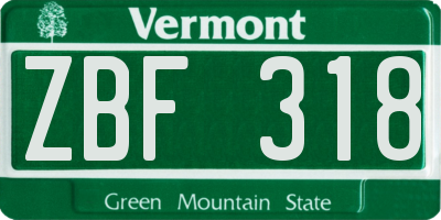VT license plate ZBF318