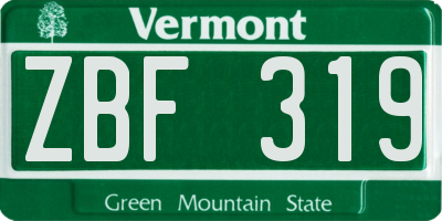 VT license plate ZBF319
