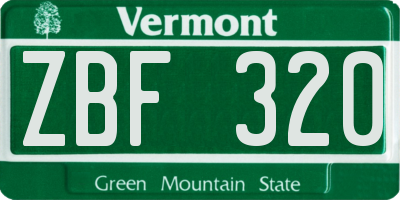 VT license plate ZBF320