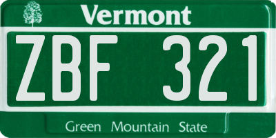 VT license plate ZBF321