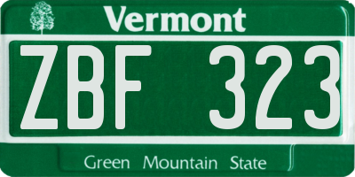 VT license plate ZBF323