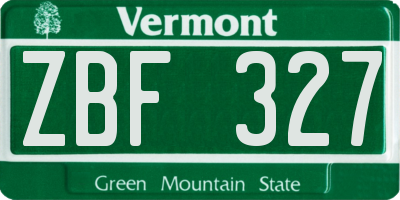 VT license plate ZBF327