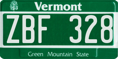 VT license plate ZBF328
