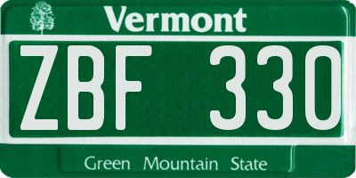 VT license plate ZBF330