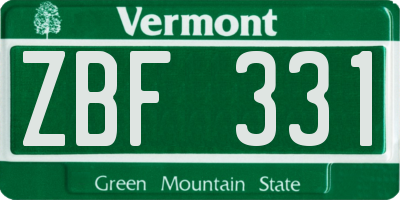 VT license plate ZBF331