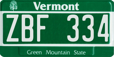 VT license plate ZBF334