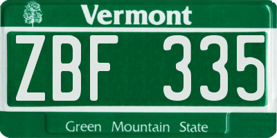 VT license plate ZBF335