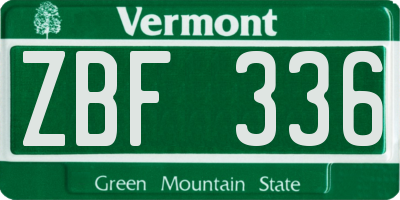 VT license plate ZBF336