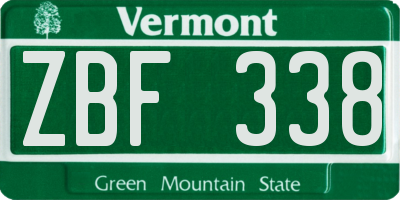 VT license plate ZBF338