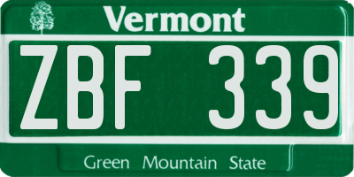 VT license plate ZBF339