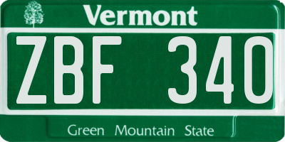 VT license plate ZBF340