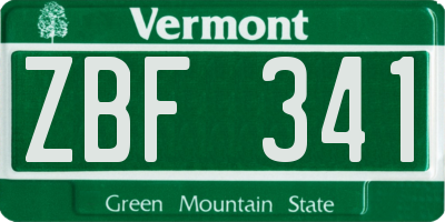 VT license plate ZBF341