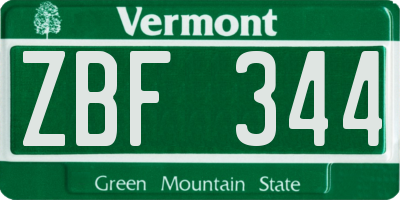 VT license plate ZBF344