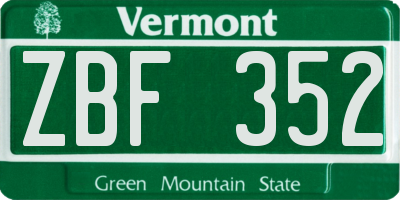 VT license plate ZBF352