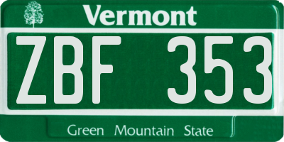 VT license plate ZBF353