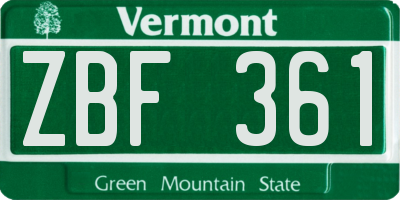 VT license plate ZBF361
