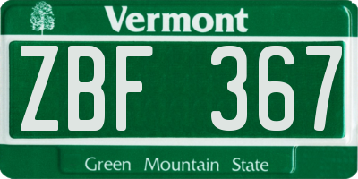 VT license plate ZBF367