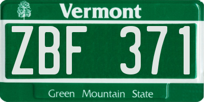 VT license plate ZBF371