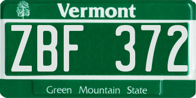 VT license plate ZBF372