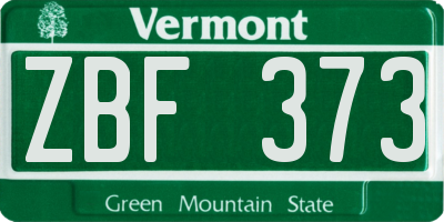 VT license plate ZBF373