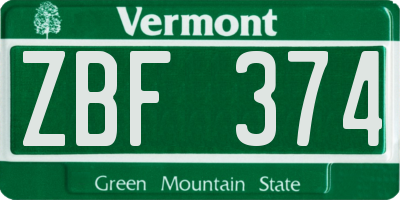 VT license plate ZBF374