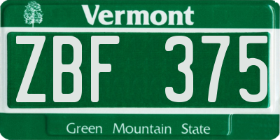 VT license plate ZBF375
