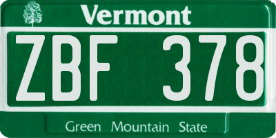 VT license plate ZBF378