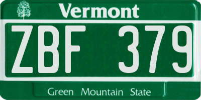 VT license plate ZBF379