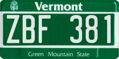 VT license plate ZBF381