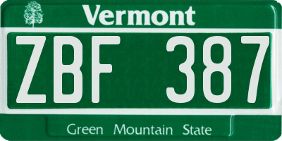 VT license plate ZBF387