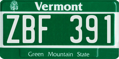 VT license plate ZBF391