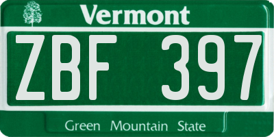 VT license plate ZBF397