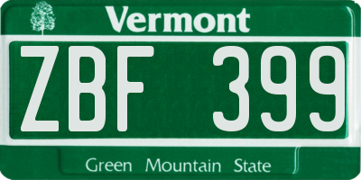 VT license plate ZBF399