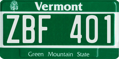 VT license plate ZBF401