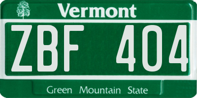 VT license plate ZBF404