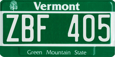 VT license plate ZBF405