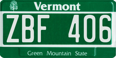VT license plate ZBF406