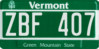 VT license plate ZBF407