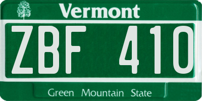 VT license plate ZBF410