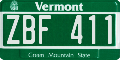 VT license plate ZBF411