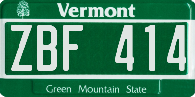 VT license plate ZBF414