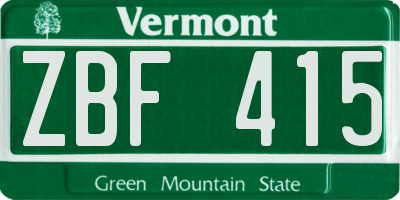 VT license plate ZBF415