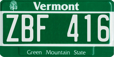VT license plate ZBF416