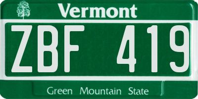 VT license plate ZBF419